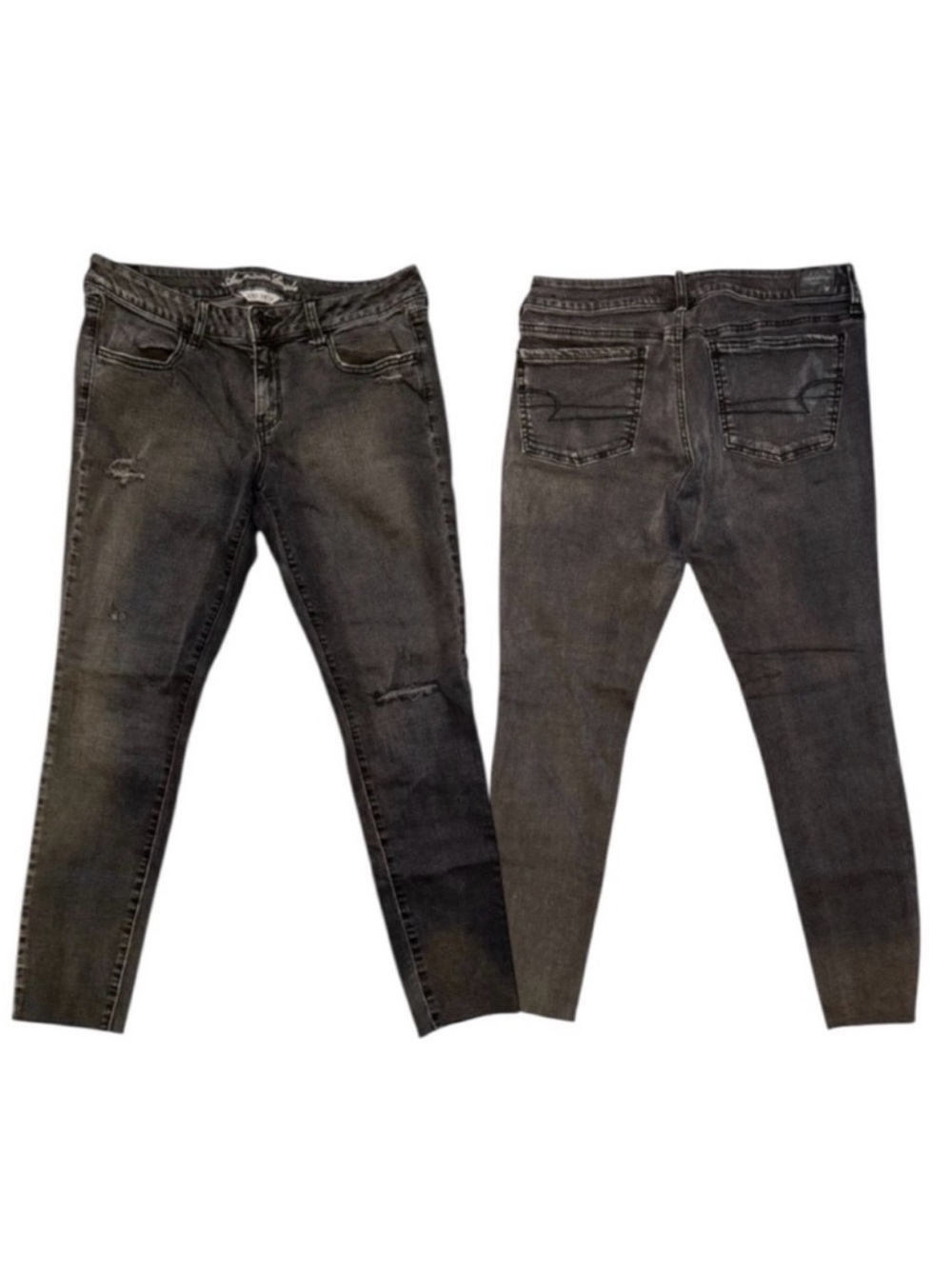 American Eagle Outfitters Washed Black Distressed Jegging